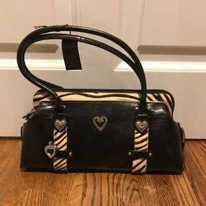 Sharif Black and Zebra Printed Handbag